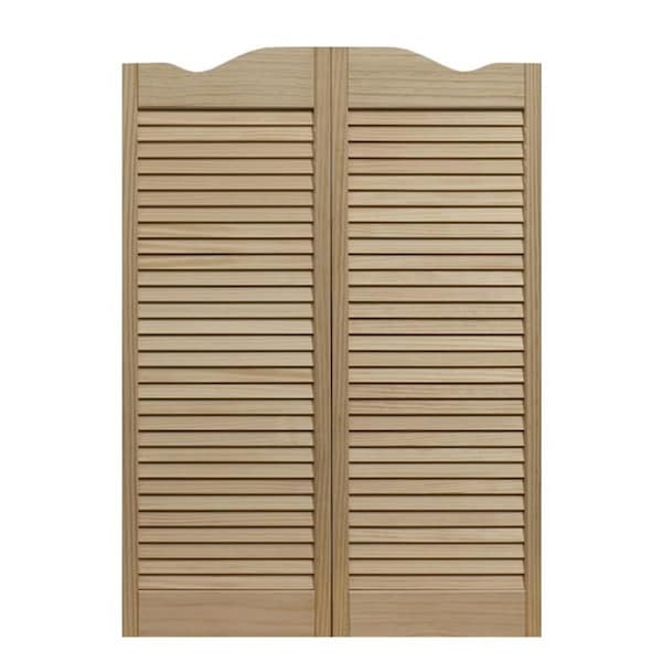 American Wood 30 x 42 in. Dixieland Louvered Cafe Door, Unfinished Pine - 583042