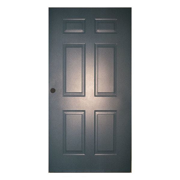 Ceco Six Panel Security Door, 80 in H, 36 in W, 1 3/4 in Thick, 18-gauge steel, Type: Embossed Steel - CSPD-FL3068-CYL-ST