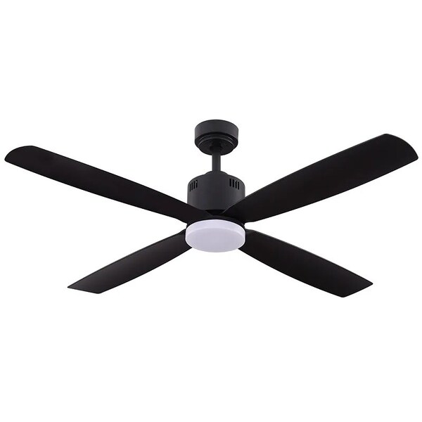 Westgate 52in Black Finish ABS 4-Blade Ceiling Fan & Down Light, 19W, 3000K - WFL-117DL-WS-4B-52-30K-BK-BK