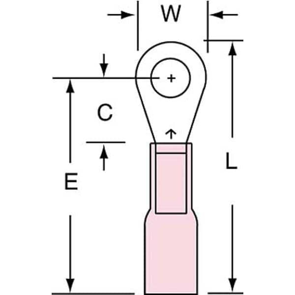 Terminal de Anillo Termocontraíble 22-18 AWG #8 para Perno, Paquete de 250 - MH18-8R/LK