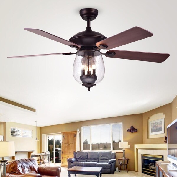 Warehouse Of Tiffany CFL-8205REMO-ORB 52 in. Tibwald Indoor Remote Controlled Ceiling Fan with Light Kit, Bronze - CFL-8205REMO/ORB