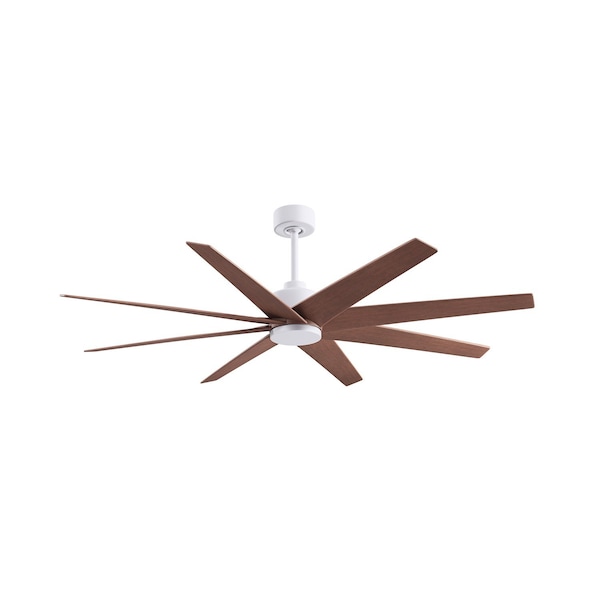 Matthews Fan Co Ariella 8-Blade Ceiling Fan In Matte White And Walnut Tone Blades - AN-MWH-WN-64