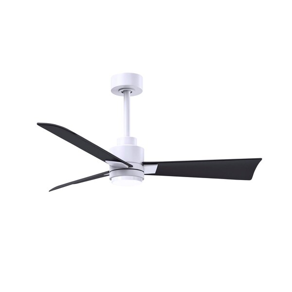 Matthews Fan Co Alessandra 3-Blade Transitional Ceiling Fan In Matte White Finish - AKLK-MWH-BK-42