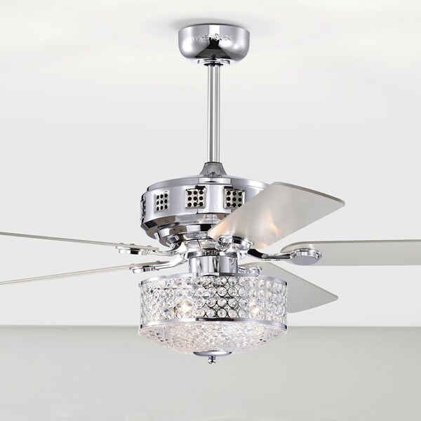 Warehouse Of Tiffany 52 in. Callen 3-Light Indoor Chrome Ceiling Fan with Light Kit - AY16Y16CR