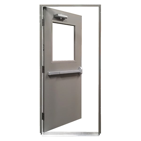 Securall Steel Door with Frame, RHR, 84 in H, 36 in W, 1 3/4 in Thick, 18 Gauge Steel - HDQH3684LH