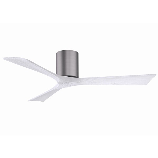 Matthews Fan Co Irene-3H Flush Mounted 52in Ceiling Fan In Brushed Pewter And Matte White Blades - IR3H-BP-MWH-52