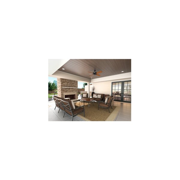 Hunter Indoor/Outdoor Ceiling Fan, 52 In Blade Dia, 5 Blades, 3 Speeds, 120, Black - 23838
