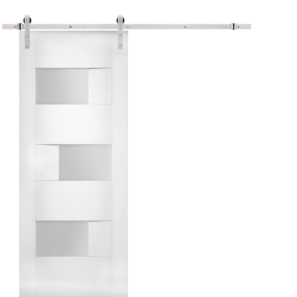 Vdomdoors Double Barn Interior Door, 72" x 84", White - SETE6933BD-S-WS-3284