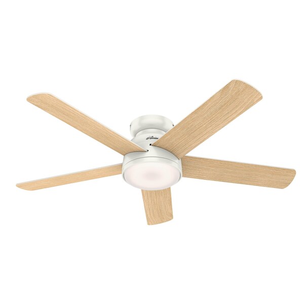 Hunter Decorative Ceiling Fan, Low Pro, 54 in Blade Dia, 5 Blades, 3 Speeds, 120, Fresh White - 59481