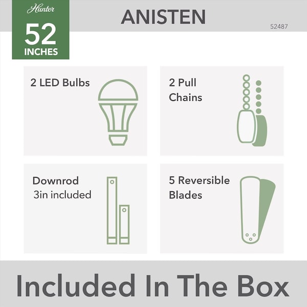 Hunter Hunter Anisten 52 in. White LED Indoor Ceiling Fan - 52487