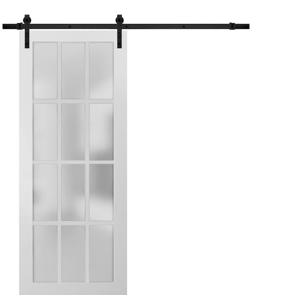Sartodoors Barn Interior Door, 18" x 80", White - FELICIA3312BD-B-BEM-18