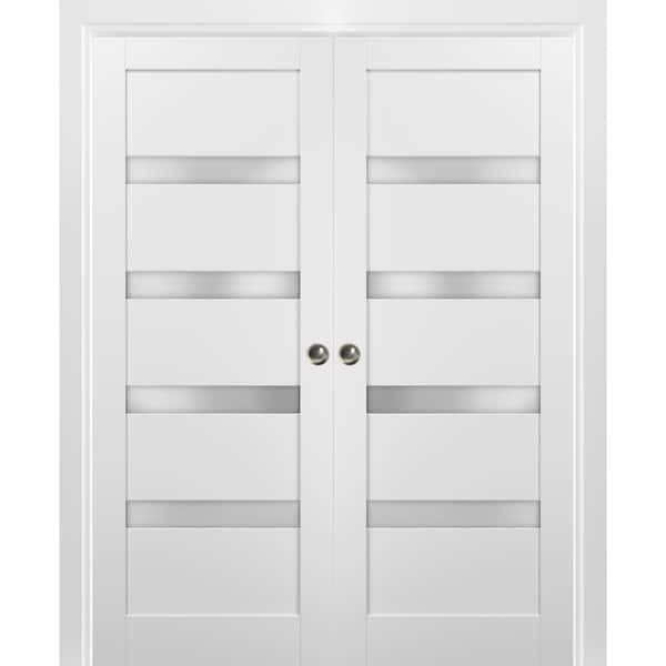Sartodoors Double Pocket Interior Door, 56" x 84", White - QUADRO4113DP-WS-5684