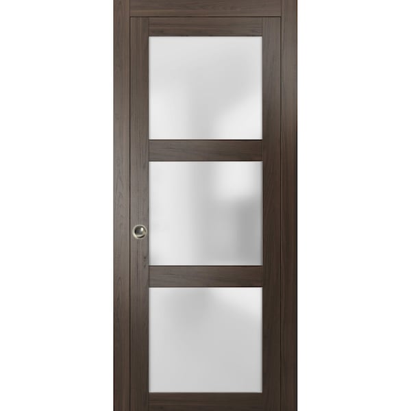Sartodoors Pocket Interior Door, 30" x 96", Chocolate - LUCIA2552PD-CA-3096