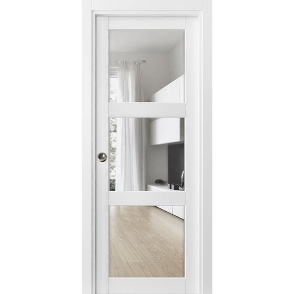 Sartodoors Pocket Interior Door, 36" x 80", White - LUCIA2555PD-BEM-36