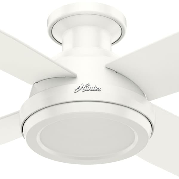 Hunter Decorative Ceiling Fan, Low Pro, 52 in Blade Dia, 4 Blades, 3 Speeds, 120, Fresh WhiteÂ  - 59248