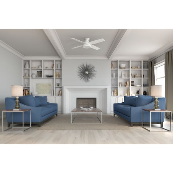 Hunter Decorative Ceiling Fan, Low Pro, 52 in Blade Dia, 4 Blades, 3 Speeds, 120, Fresh WhiteÂ  - 59248