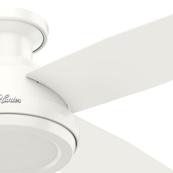 Hunter Decorative Ceiling Fan, Low Pro, 52 in Blade Dia, 4 Blades, 3 Speeds, 120, Fresh WhiteÂ  - 59248