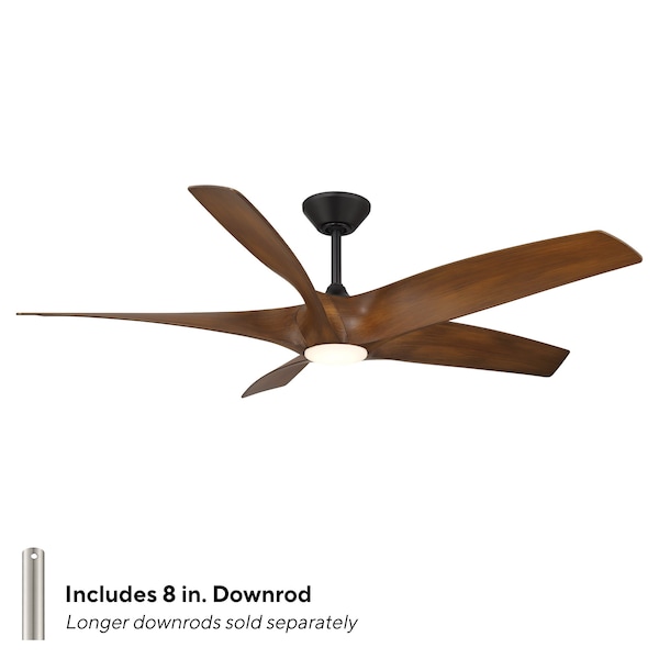 Modern Forms Fans Zephyr Indoor or Outdoor Smart Ceiling Fan 2700-3000-4000-5000K LED in Matte Black/Distressed Koa - FR-W2401-62L-MB/DK