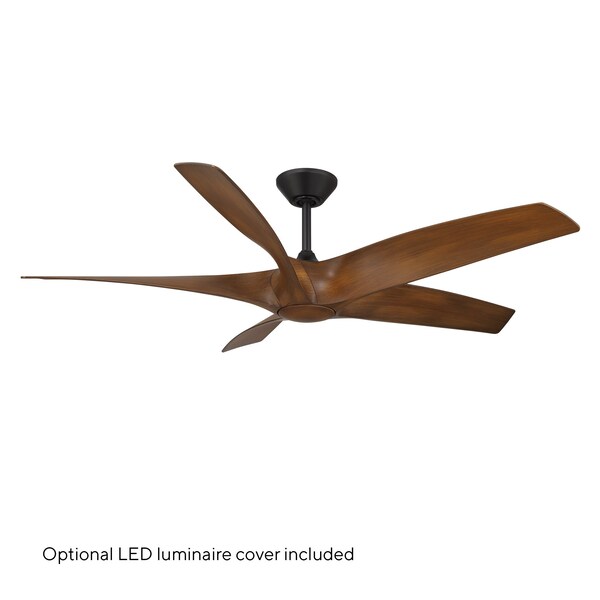 Modern Forms Fans Zephyr Indoor or Outdoor Smart Ceiling Fan 2700-3000-4000-5000K LED in Matte Black/Distressed Koa - FR-W2401-62L-MB/DK