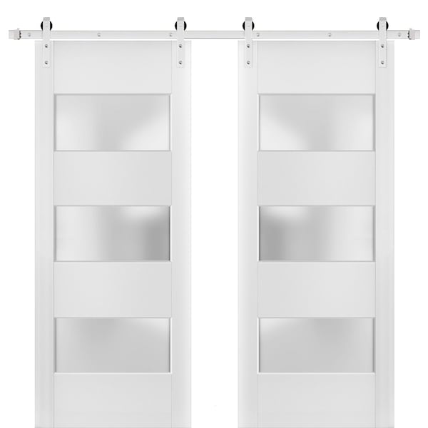 Sartodoors Double Barn Interior Door, 72" x 96", White - LUCIA4070DB-S-BEM-7296