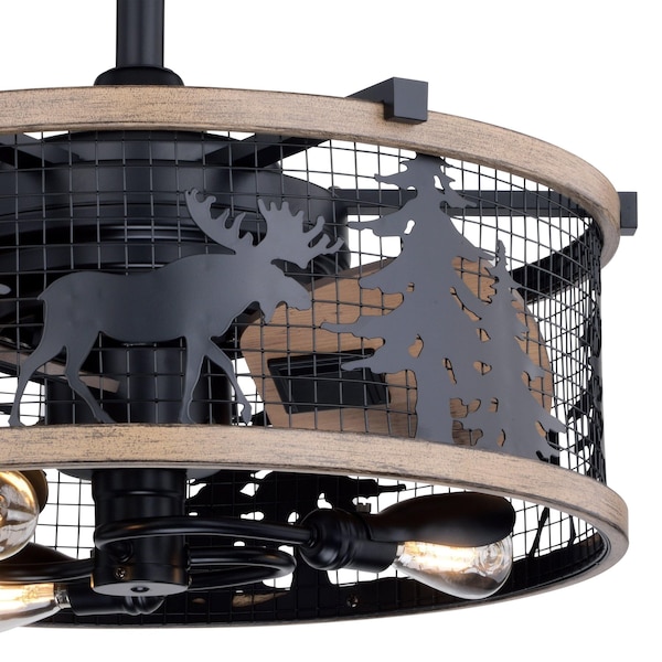 Vaxcel Kodiak Black and Burnished Teak Rustic Ceiling Fan with LED Light Kit and Remote Moose - F0103