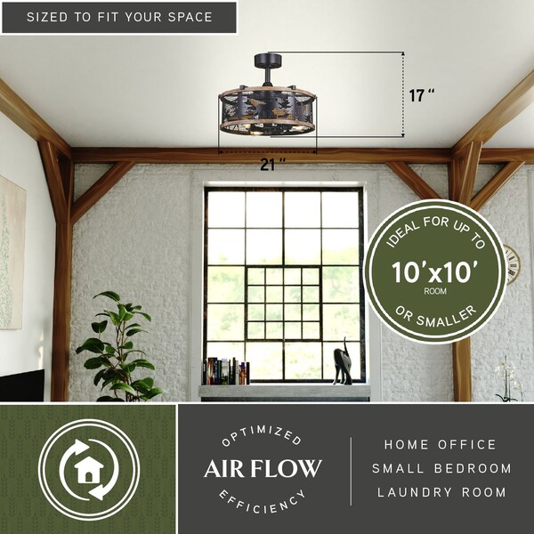 Vaxcel Kodiak Black and Burnished Teak Rustic Ceiling Fan with LED Light Kit and Remote Moose - F0103