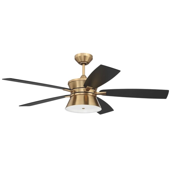 Craftmade 52in Dominick in satin Brass w/ Flat Black/Black Walnut Blades - DMK52SB5