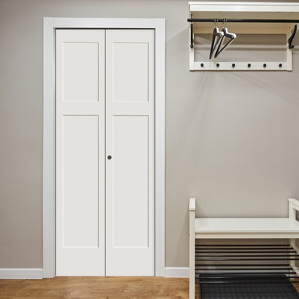 Trimlite 30" x 80" Primed 3-Panel Mission Shaker Bifold Door and Hardware - 2668PRI8403BF