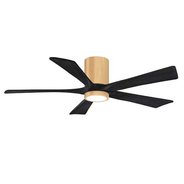 Matthews Fan Co Ir5Hlk Five-Blade Flush Mount Paddle Fan In Light Maple Finish - IR5HLK-LM-BK-52