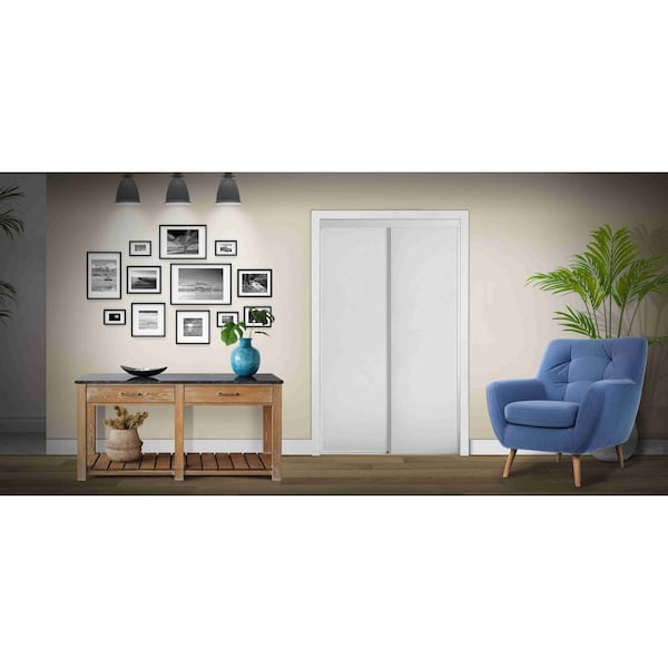 Renin 48 in. X 96 in. Top Roll Bypass Closet Door Bright White - BY0100BWWTC048096