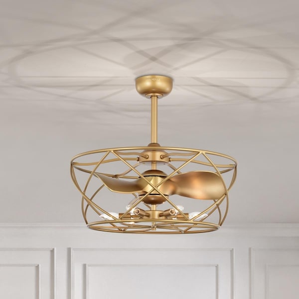 Warehouse Of Tiffany 25.6 in. Femi 6-Light Indoor Ceiling Fan with Light Kit, Gold - DW01W04MG