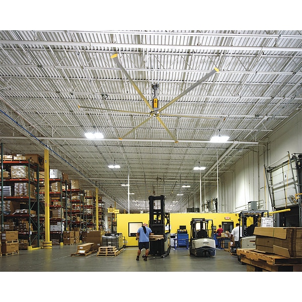 Big Ass Fans Industrial HVLS Fan, 12 ft Blade Dia, 6 Blades, Variable Speeds, 200 to 277V AC, Powder Coated - F-PFD1-1222S34