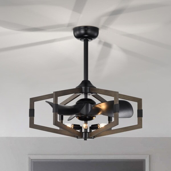 Warehouse Of Tiffany 26 in. Nicklas 6-Light Indoor Ceiling Fan with Light Kit, Black - DW01W27IB