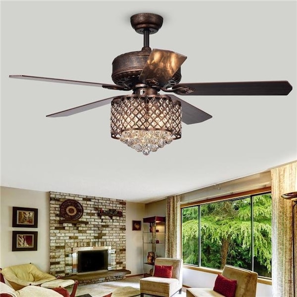 Warehouse Of Tiffany Warehouse of Tiffany CFL-8316REMO-RB 52 in. Pshita Indoor Remote Controlled Ceiling Fan with Light Kit; Bronze - CFL-8316REMO/RB