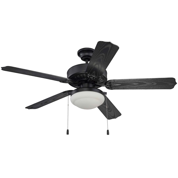 Craftmade 5 Blades, 3 Speeds, 120V/60 Hz, 52 in W - END52MBK5PC1