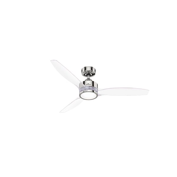 Hunter Ceiling Fan, 3 Blades, 6 Speeds, 120, Polished Nickel - 50999
