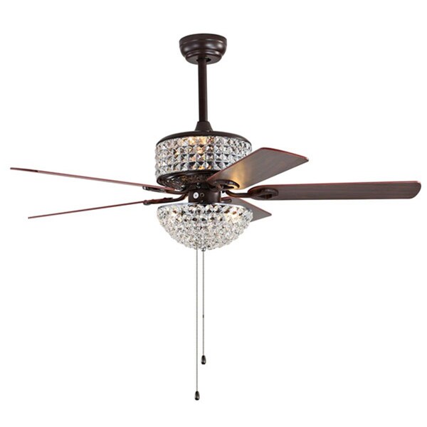 Safavieh Nori Ceiling Light Fan, Dark Walnut with Black - CLF1011A