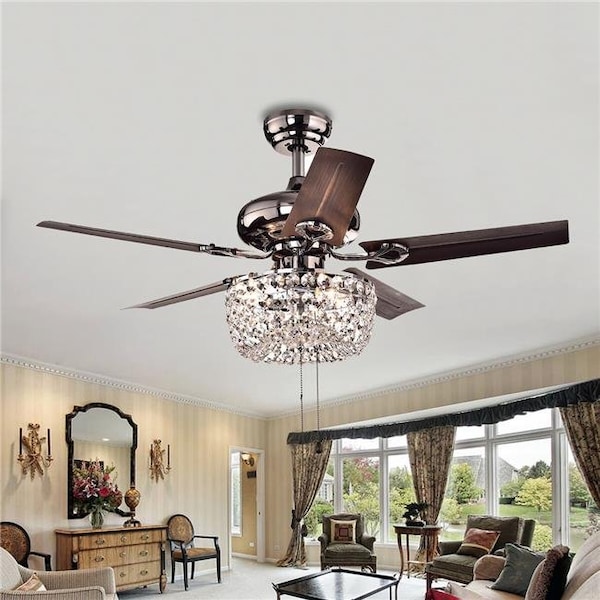 Warehouse Of Tiffany Warehouse of Tiffany CFL-8110 43 in. Angel 3-Light Indoor Hand Pull Chain Ceiling Fan; Brown - CFL-8110