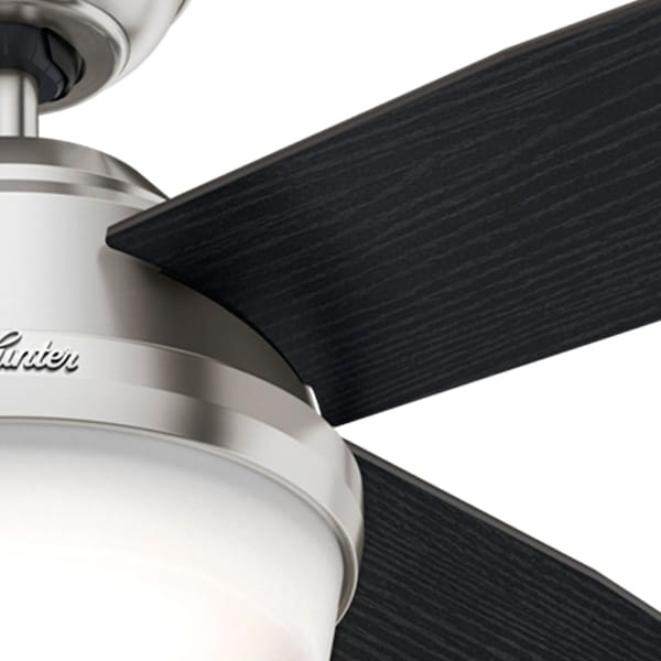 Hunter Decorative Ceiling Fan, 52 in Blade Dia, 4 Blades, 3 Speeds, 120V AC, Brush Nickel - 59216