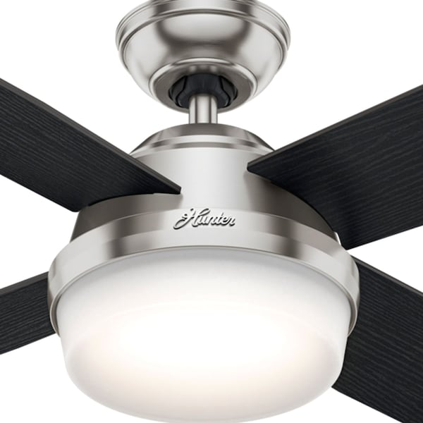 Hunter Decorative Ceiling Fan, 52 in Blade Dia, 4 Blades, 3 Speeds, 120V AC, Brush Nickel - 59216