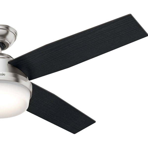 Hunter Decorative Ceiling Fan, 52 in Blade Dia, 4 Blades, 3 Speeds, 120V AC, Brush Nickel - 59216