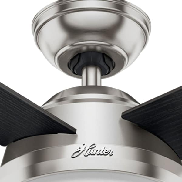 Hunter Decorative Ceiling Fan, 52 in Blade Dia, 4 Blades, 3 Speeds, 120V AC, Brush Nickel - 59216