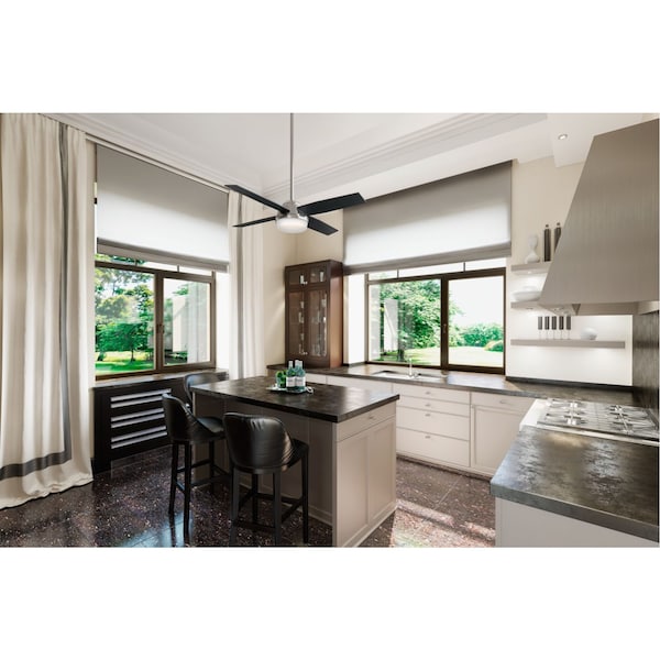 Hunter Decorative Ceiling Fan, 52 in Blade Dia, 4 Blades, 3 Speeds, 120V AC, Brush Nickel - 59216