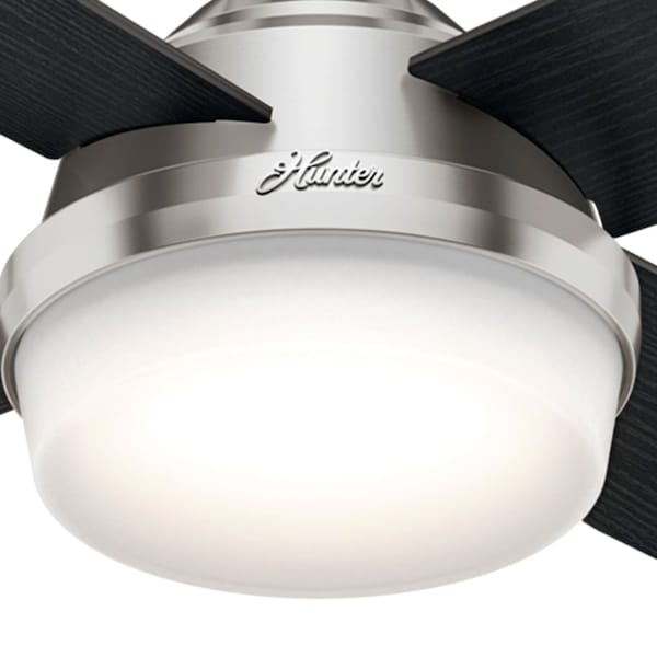 Hunter Decorative Ceiling Fan, 52 in Blade Dia, 4 Blades, 3 Speeds, 120V AC, Brush Nickel - 59216