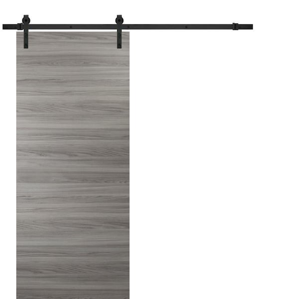 Sartodoors Sliding 28x80 Hardware Planum 0010 Ginger Ash 6.6' Rail Hangers Stops Steel Set Modern Panel - PLANUM10BD-GANP-28