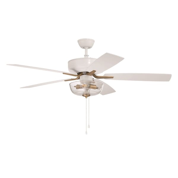 Craftmade 52in Pro Plus 101 in White/satin Brass w/ White/Washed Oak Blades - P101WSB5-52WWOK