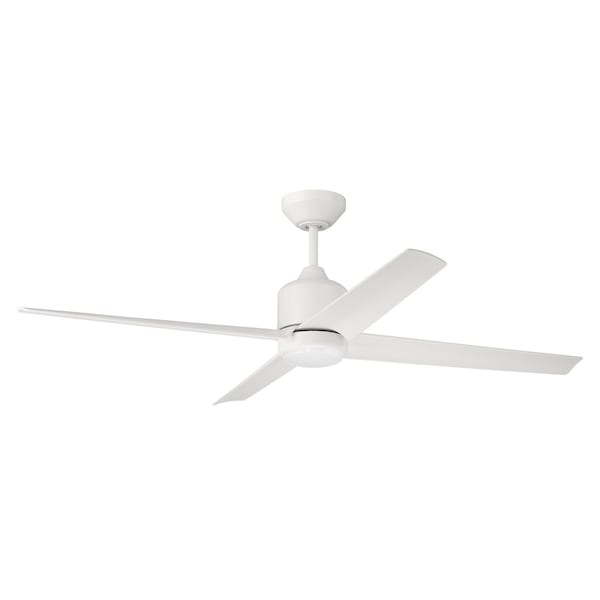 Craftmade 52in Quell Fan White Finish White Blades. LED Light WIFI and Control Included - QUL52W4