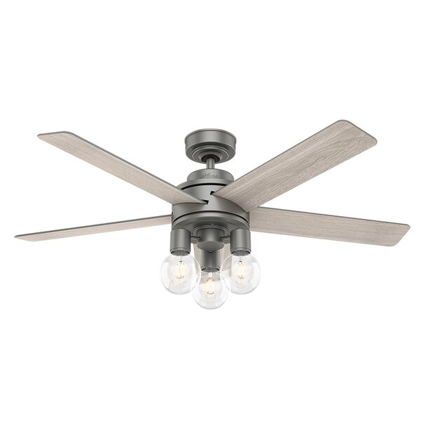 Hunter Ceiling Fan, 5 Blades, 4 Speeds, 120, Matte Silver - 51842