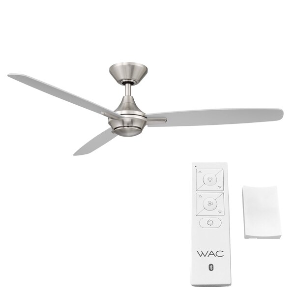 Wac Blitzen Indoor and Outdoor 3-Blade Smart Ceiling Fan 54in Brushed Nickel with Remote Control, 120 V - F-060
