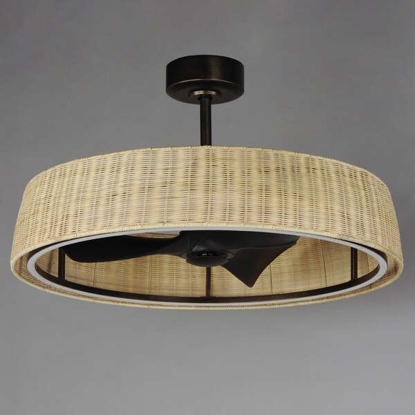 Maxim Lighting Fandelight, 120V, Natural Rattan, 35.75 in W - 61014NADBZ